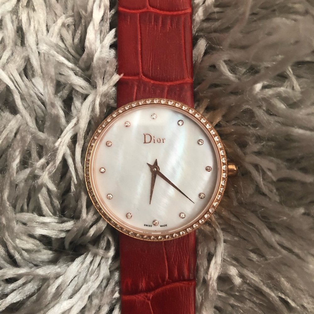 Red strap Dior women’s watch